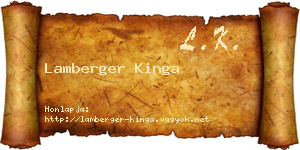 Lamberger Kinga névjegykártya